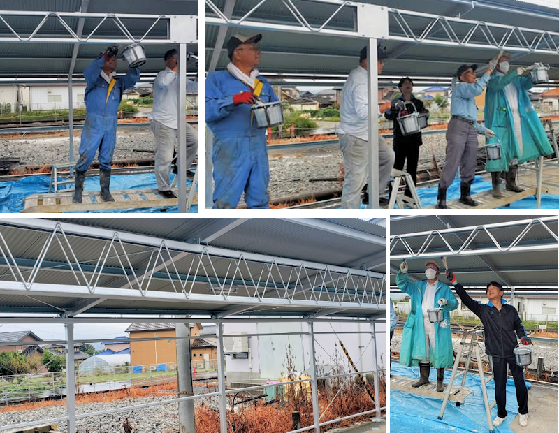 坐光寺駅ペンキ塗り